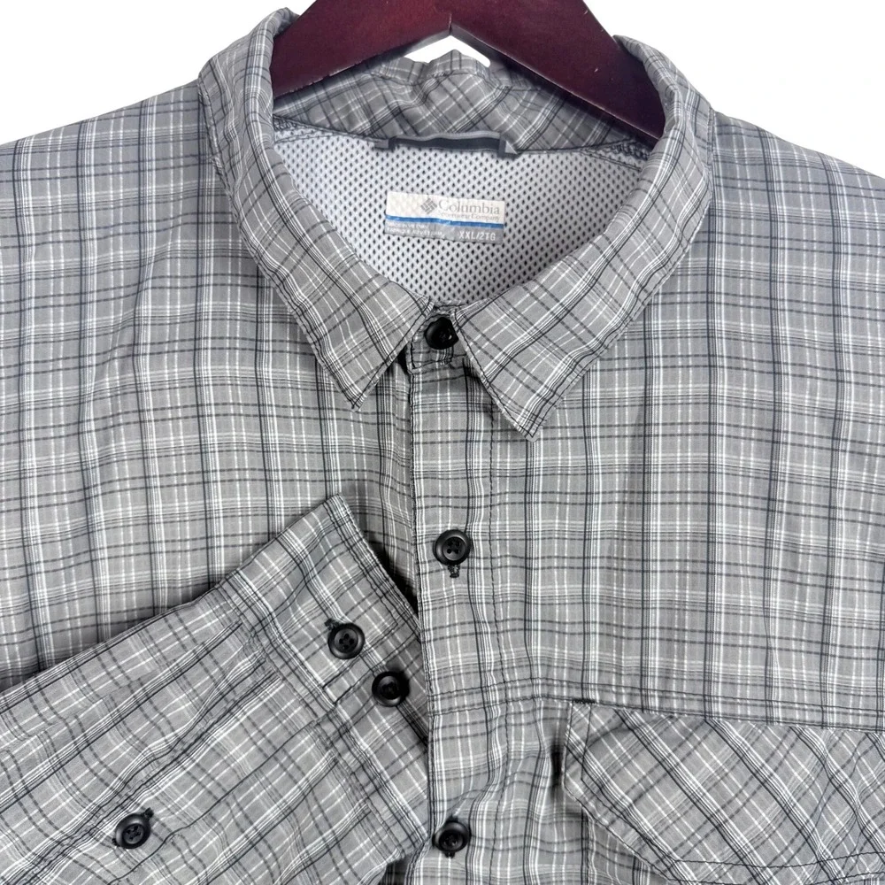 Columbia Omni-Wick Plaid Long Sleeve Hiking Shirt Mens XXL Button Down